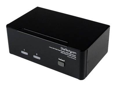 StarTech.com Dual DVI VGA 2 Port Monitor Audio Switch 2-fach KVM Umschalter USB 2.0 1920x1200 - 2 x USB 2.0 4 x DVI-I 4 x Klinke (Buchse)