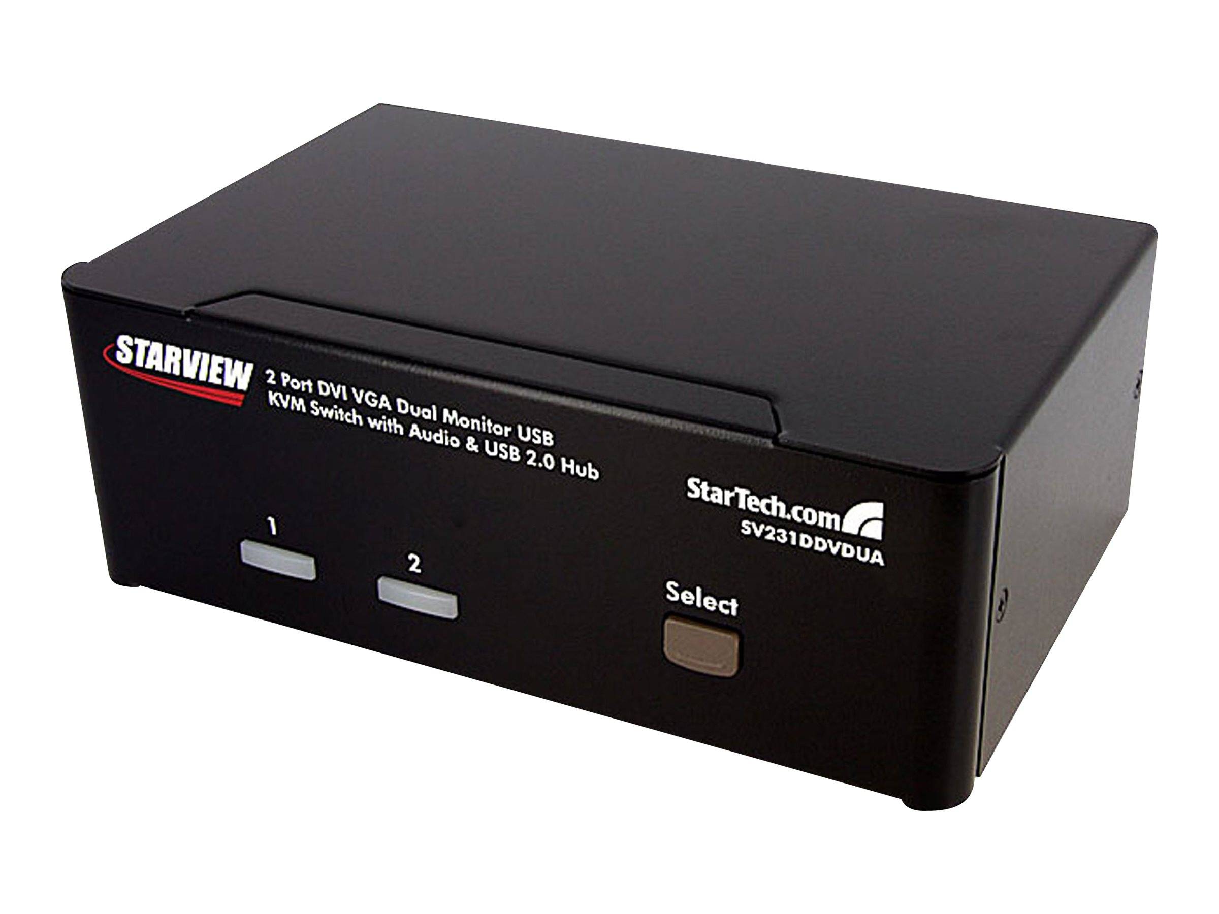 StarTech.com Dual DVI VGA 2 Port Monitor Audio Switch 2-fach KVM Umschalter USB 2.0 1920x1200 - 2 x USB 2.0 4 x DVI-I 4 x Klinke (Buchse)