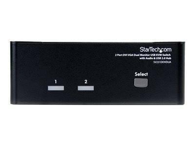 StarTech.com Dual DVI VGA 2 Port Monitor Audio Switch 2-fach KVM Umschalter USB 2.0 1920x1200 - 2 x USB 2.0 4 x DVI-I 4 x Klinke (Buchse)