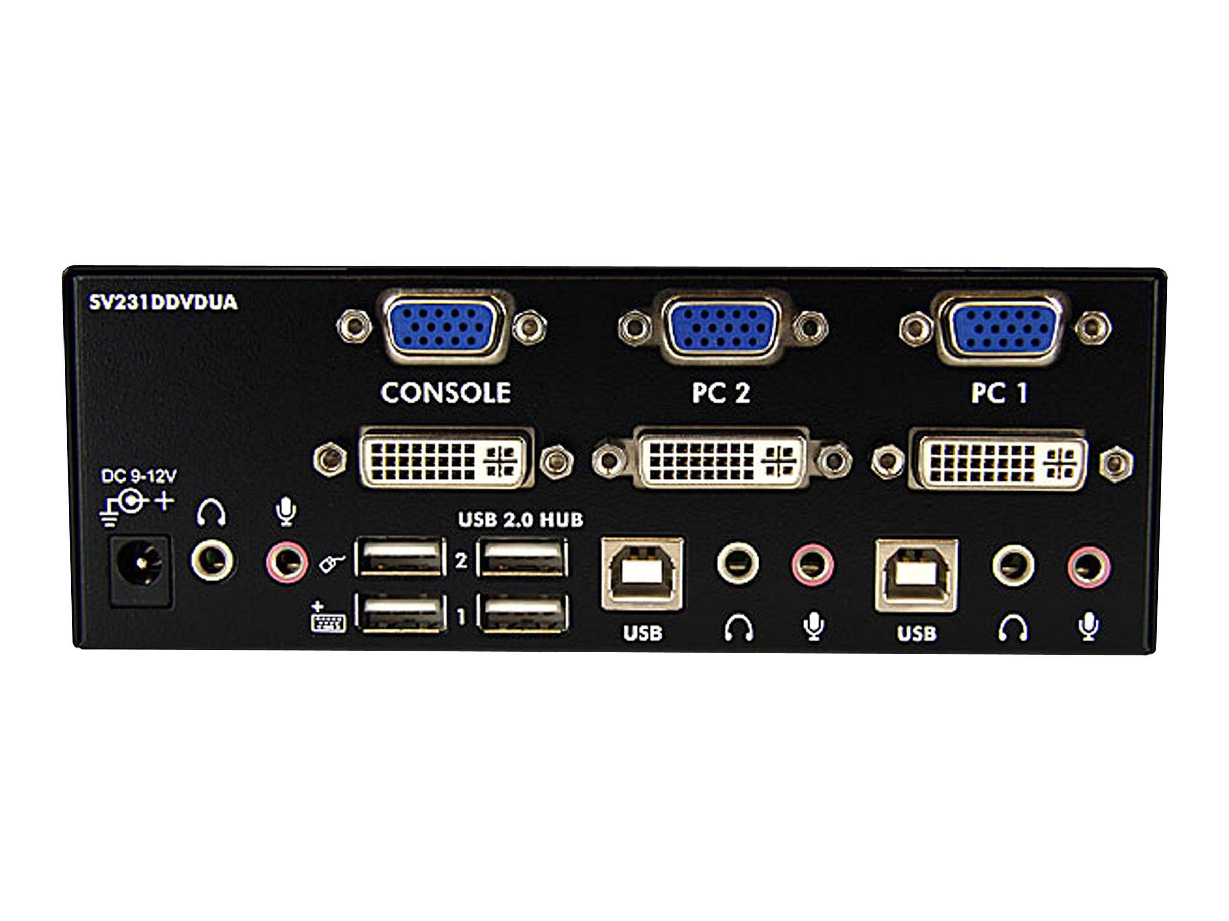 StarTech.com Dual DVI VGA 2 Port Monitor Audio Switch 2-fach KVM Umschalter USB 2.0 1920x1200 - 2 x USB 2.0 4 x DVI-I 4