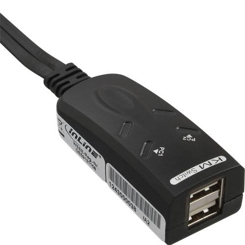 INLINE - USB KM-Umschalter - 2 PCs - für Tastatur - Maus und Maus-Transfer