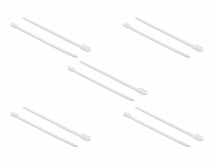 DeLOCK Cable Tie with Fastening Eyelet - Kabelbinder - 30 cm - weiß (Packung mit 10)