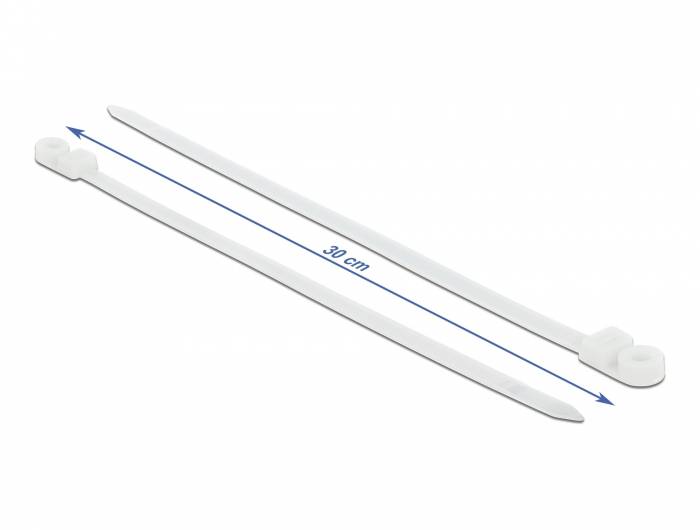 DeLOCK Cable Tie with Fastening Eyelet - Kabelbinder - 30 cm - weiß (Packung mit 10)