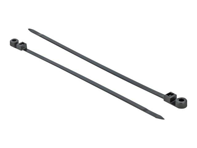 DeLOCK Cable Tie with Fastening Eyelet - Kabelbinder - 30 cm - Schwarz (Packung mit 10)