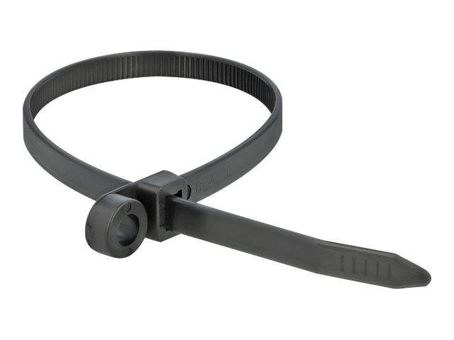 DeLOCK Cable Tie with Fastening Eyelet - Kabelbinder - 30 cm - Schwarz (Packung mit 10)