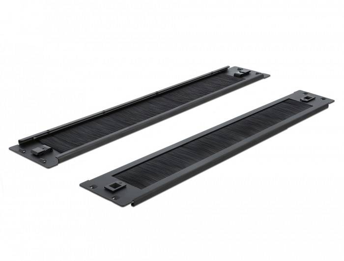 DeLOCK - Kabelabdeckung mit Bürsten - Rack montierbar - Schwarz - 2U - 48.3 cm (19")