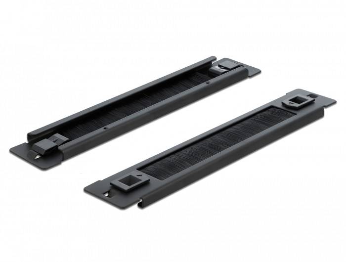DeLOCK - Kabelabdeckung mit Bürsten - Rack montierbar - Schwarz - 1U - 25.4 cm (10")