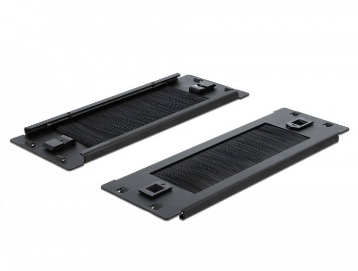 DeLOCK - Kabelabdeckung mit Bürsten - Rack montierbar - Schwarz - 2U - 25.4 cm (10")