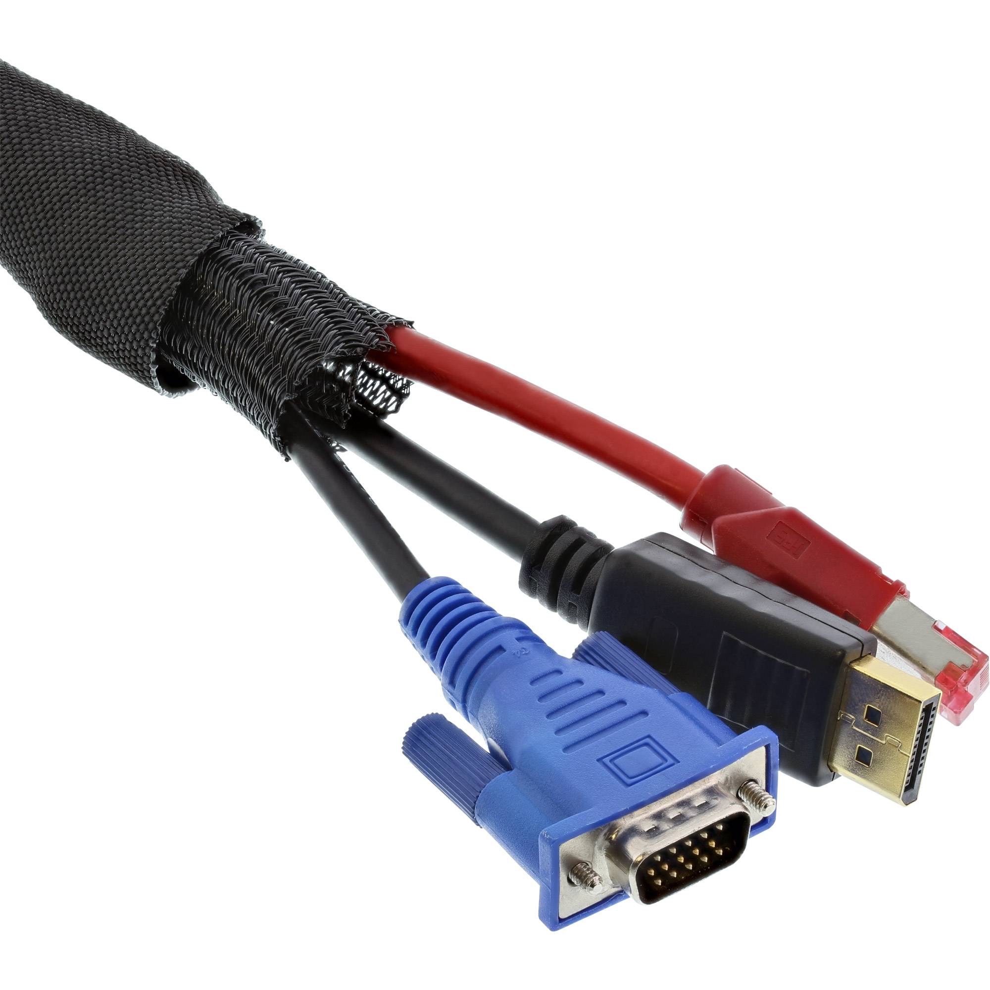 INLINE - Kabelgefelchtschlauch Polyester - selbstverschließend - schwarz - 10mm - 1m