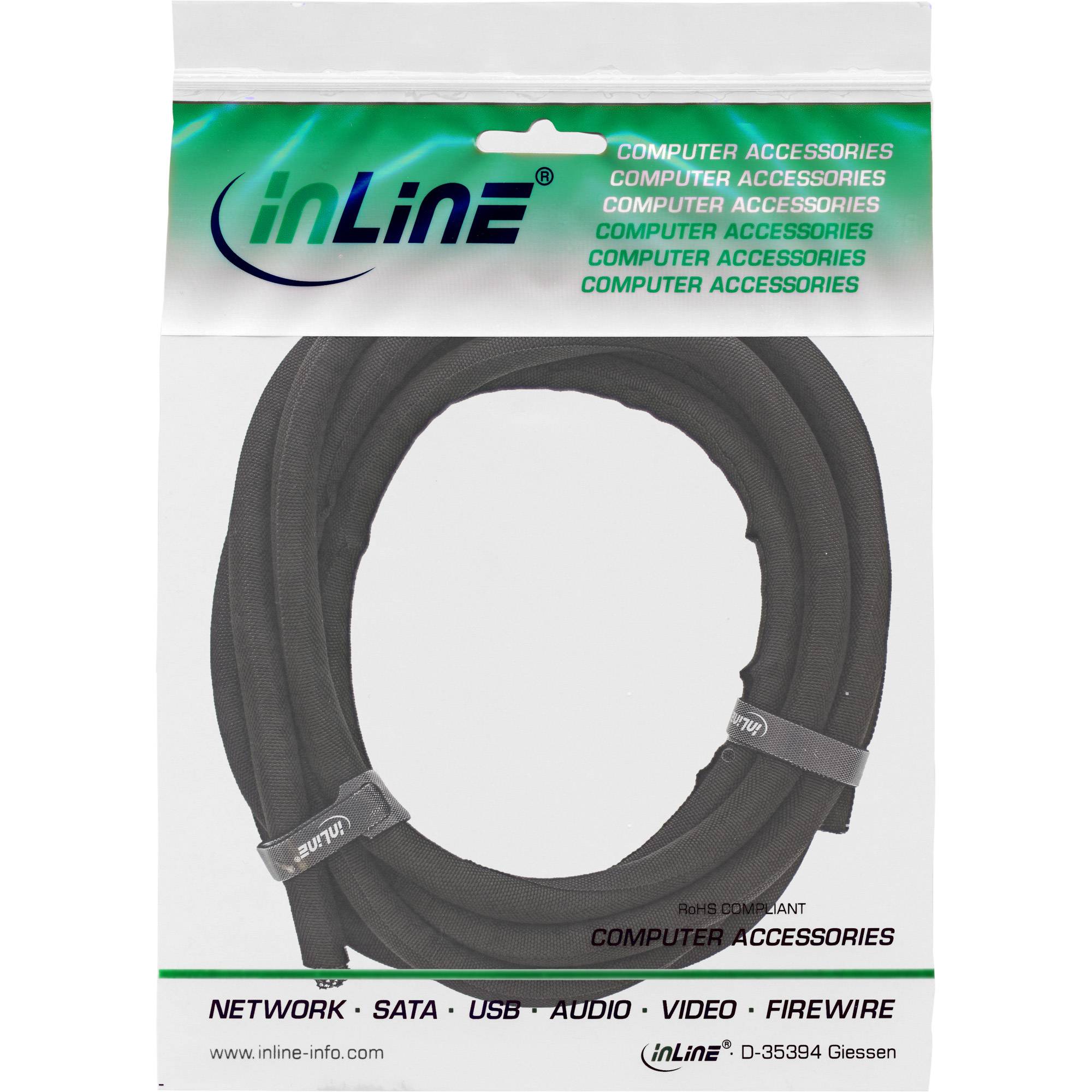 INLINE - Kabelgefelchtschlauch Polyester - selbstverschließend - schwarz - 10mm - 5m