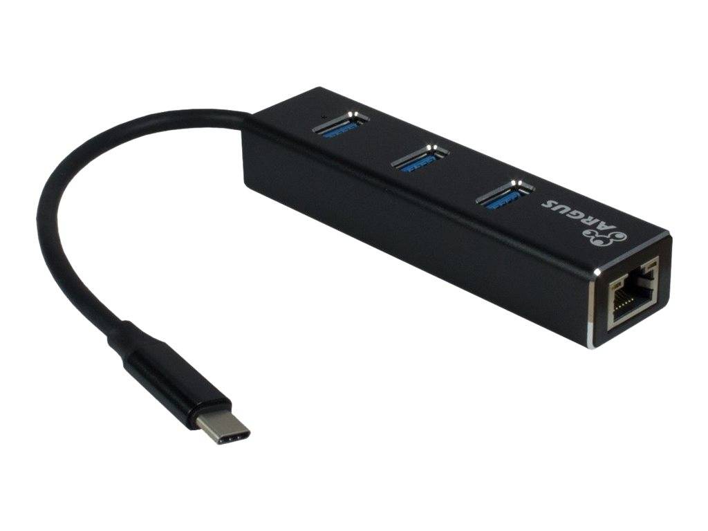 INTER-TECH - Argus IT-410 - Hub - 3 x SuperSpeed USB 3.0 + 1 x 10/100/1000
