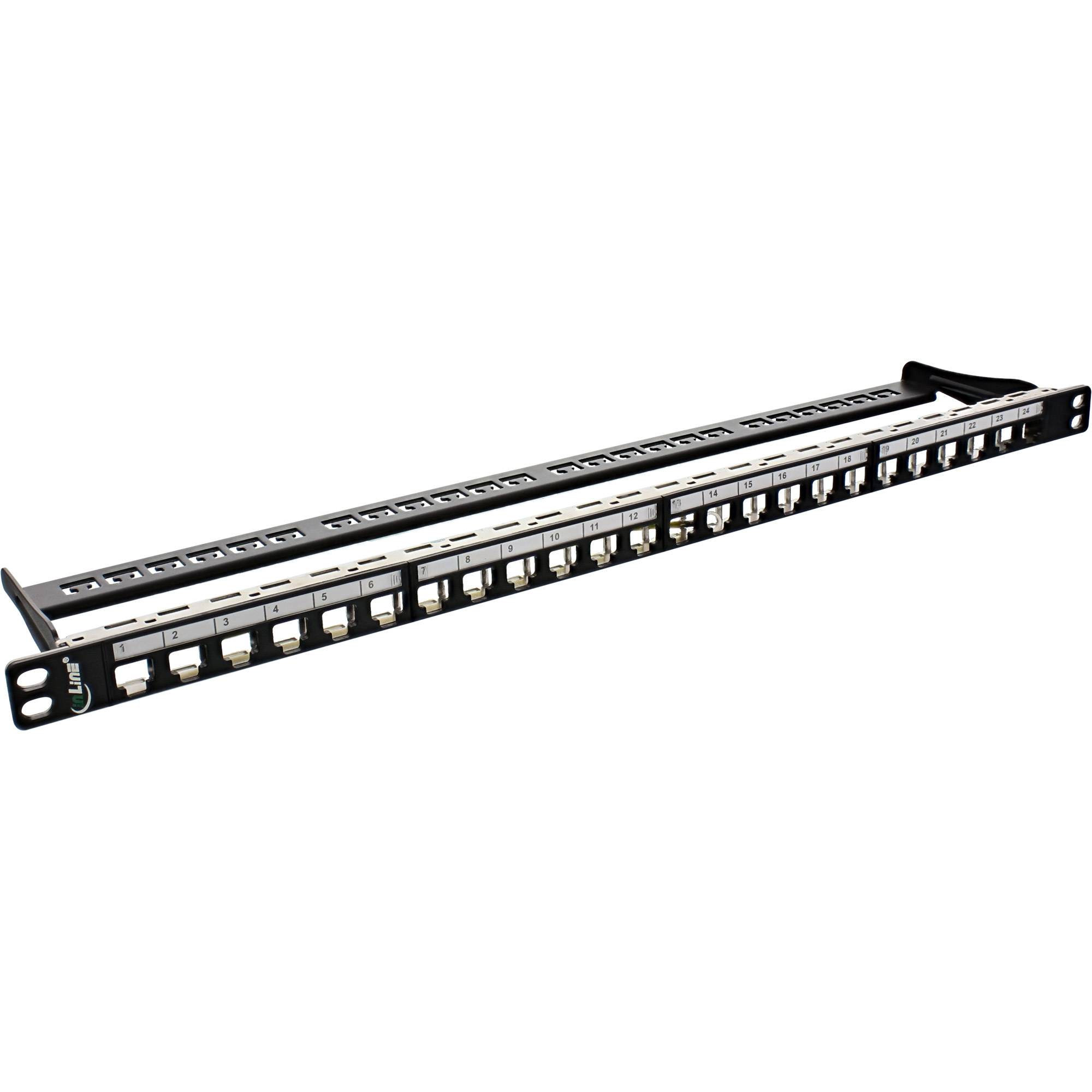 INLINE - Patchfeld Leerblech 24-fach - für RJ45 Keystone Snap-In 19""/0.5HE schwarz