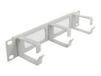 DeLOCK Cable Management Brush Strip with 3 hooks - Kabelführungspanel mit Bürste - Grau - 1U - 25.4 cm (10")