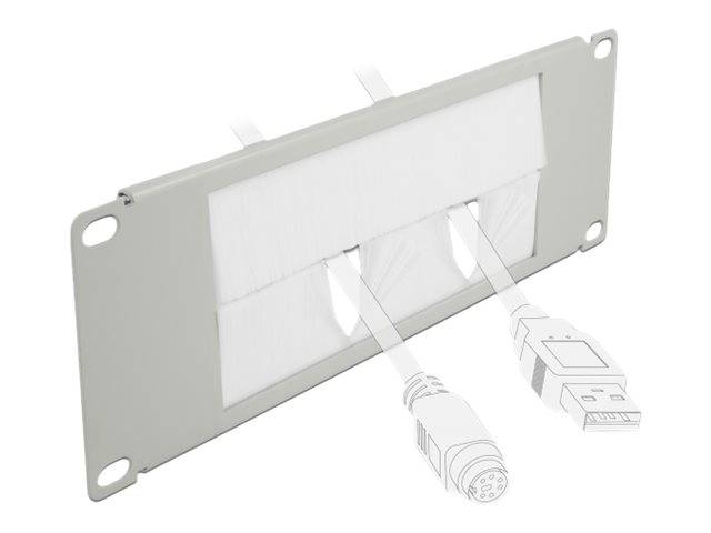 DeLOCK - Kabelführungspanel mit Bürste - Grau - 2U - 25.4 cm (10")