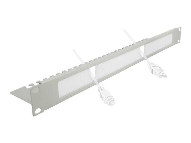 DeLOCK Cable Management Brush Strip with Cable Support Plate - Kabelführungspanel mit Bürste - Grau - 1U - 48.3 cm (19")