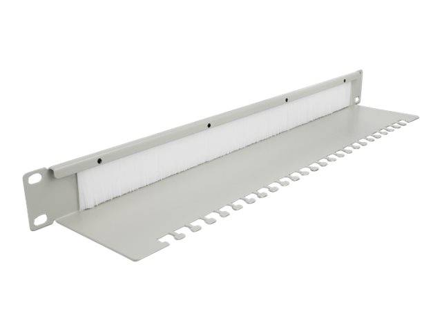 DeLOCK Cable Management Brush Strip with Cable Support Plate - Kabelführungspanel mit Bürste - Grau - 1U - 48.3 cm (19")