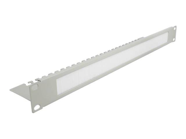 DeLOCK Cable Management Brush Strip with Cable Support Plate - Kabelführungspanel mit Bürste - Grau - 1U - 48.3 cm (19")