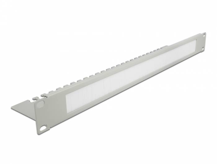 DeLOCK Cable Management Brush Strip with Cable Support Plate - Kabelführungspanel mit Bürste - Grau - 1U - 48.3 cm (19")