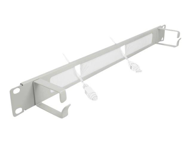 DeLOCK Cable Management Brush Strip with 2 hooks - Kabelführungspanel mit Bürste - Grau - 1U - 48.3 cm (19")