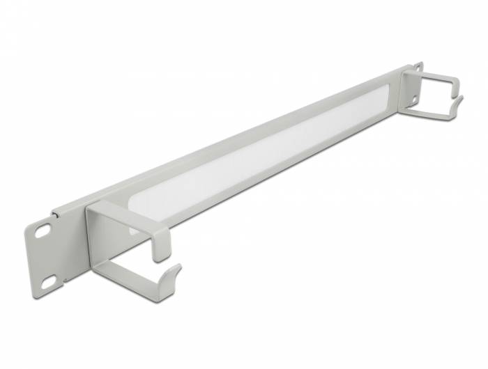 DeLOCK Cable Management Brush Strip with 2 hooks - Kabelführungspanel mit Bürste - Grau - 1U - 48.3 cm (19")