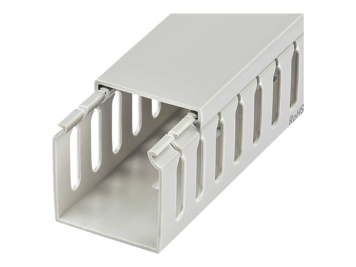 StarTech.com Open Slot Cable Management Raceway with Cover, 2""(50mm)W x 2""(50mm)H, 6.5ft(2m) length, 1/4""(8mm) Slots, PV