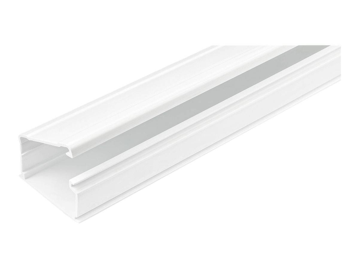 StarTech.com Solid Cable Management Raceway with Adhesive Tape & Cover, 1-3/4"(45mm)W x 1-1/8"(27mm)H, 6ft(1.8m) length, PVC Network/Power Cord