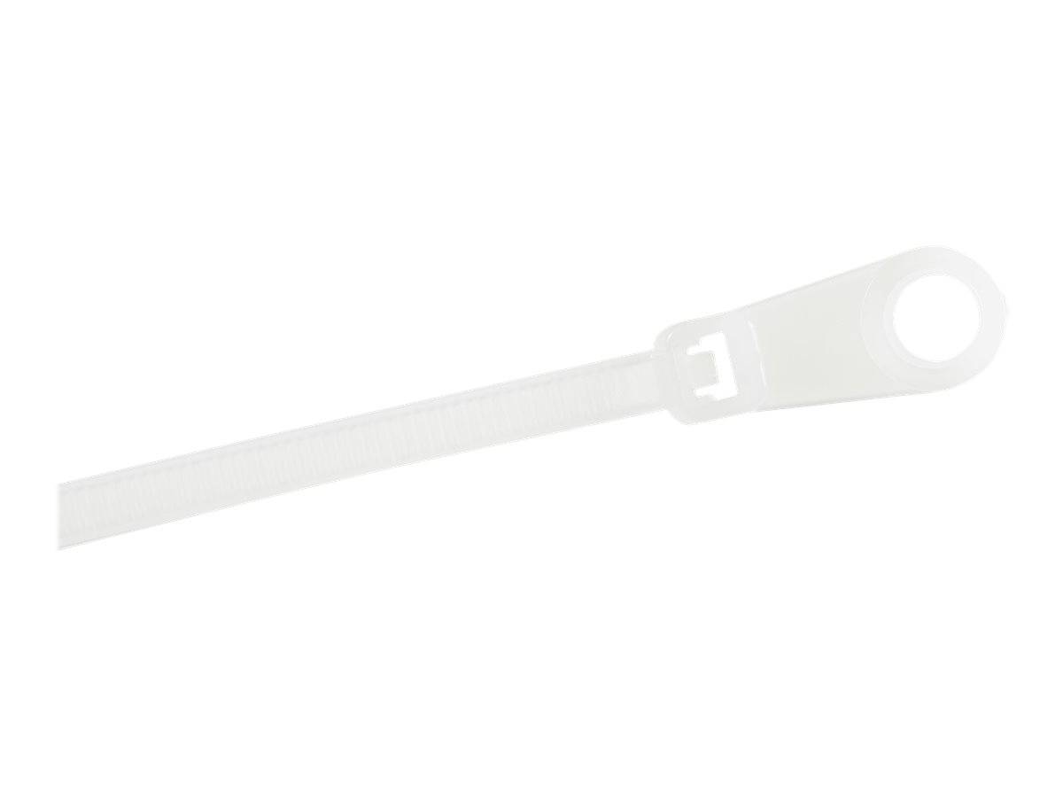 StarTech.com 20cm(8"") Cable Ties with Mounting Hole, 4mm(1/8"") wide, 52mm(2"") Bundle Diameter, 22kg(50lb) Tensile Streng