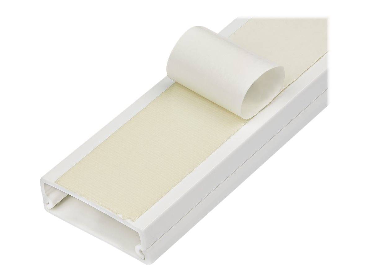 StarTech.com Solid Cable Management Raceway with Adhesive Tape & Cover, 1-1/4"(32mm)W x 3/8"(11mm)H, 3ft(1m) length, PVC Network/Power Cord