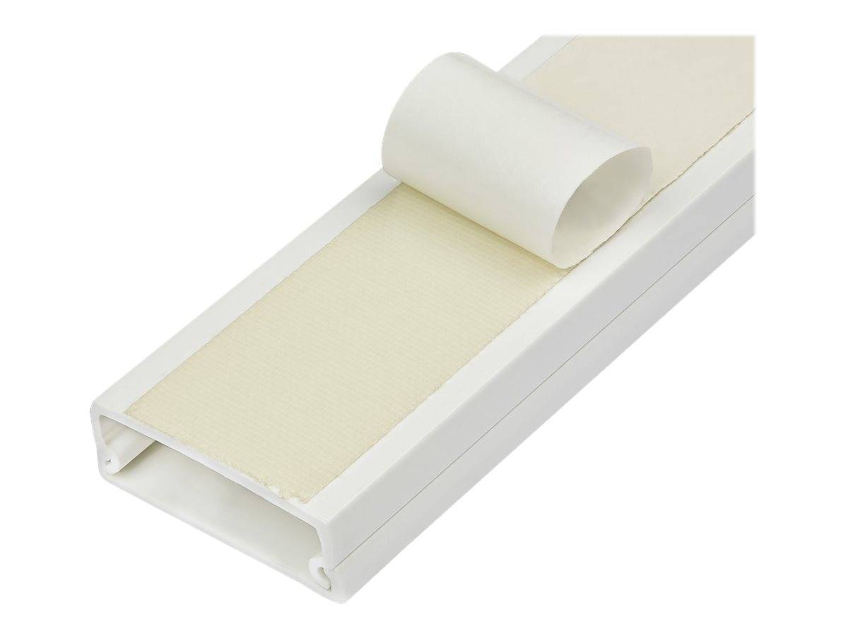 StarTech.com Solid Cable Management Raceway with Adhesive Tape & Cover, 1-1/4"(32mm)W x 3/8"(11mm)H, 3ft(1m) length, PVC Network/Power Cord