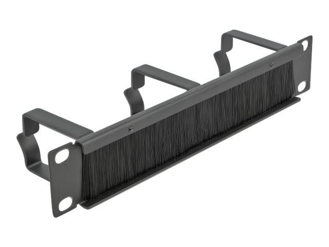 DeLOCK Cable Management Brush Strip with 3 hooks - Kabelführungspanel mit Bürste - Schwarz - 1U - 25.4 cm (10")