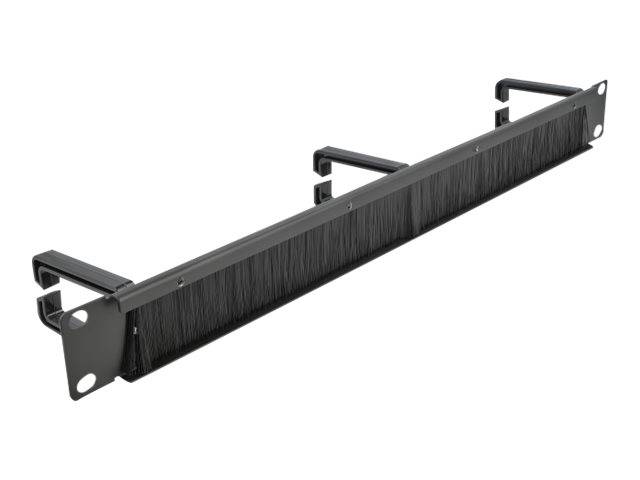 DeLOCK Cable Management Brush Strip with 3 hooks - Kabelführungspanel mit Bürste - Schwarz - 1U - 48.3 cm (19")