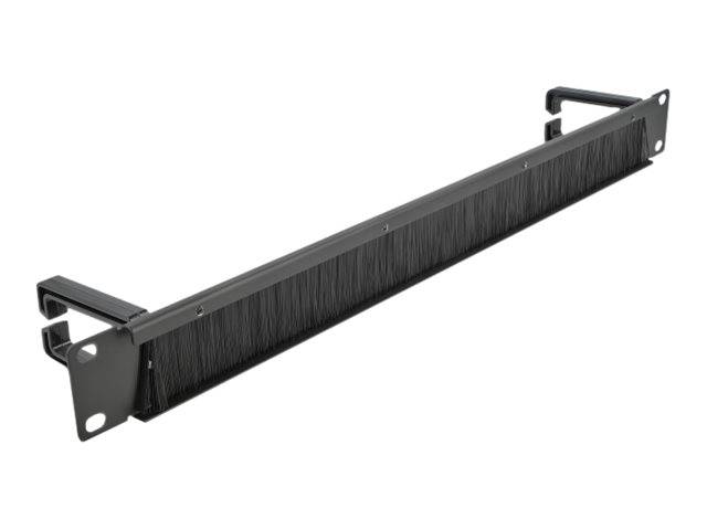 DeLOCK Cable Management Brush Strip with 2 hooks - Kabelführungspanel mit Bürste - Schwarz - 1U - 48.3 cm (19")