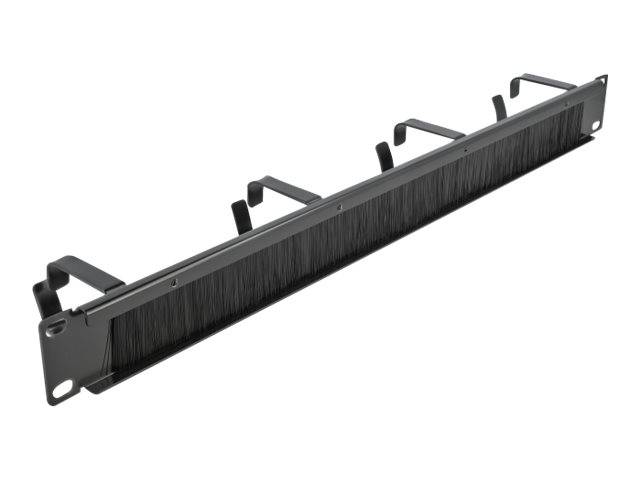 DeLOCK Cable Management Brush Strip with 4 hooks - Kabelführungspanel mit Bürste - Schwarz - 1U - 48.3 cm (19")