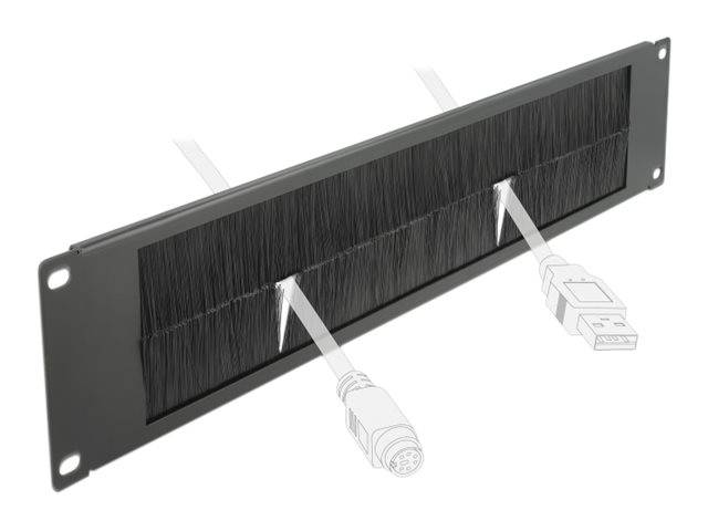 DeLOCK Cable Management Brush Strip - Kabelführungspanel mit Bürste - Schwarz - 2U - 48.3 cm (19")