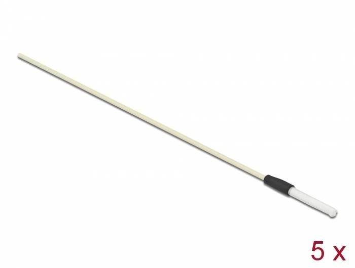 Langer dünner weißer Stab oder Zauberstab mit schwarzem Griff und weißer Endkappe, diagonal auf einfachem Hintergrund dargestellt, mit „5 x