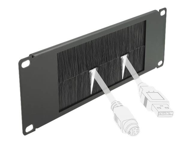 DeLOCK Cable Management Brush Strip - Kabelführungspanel mit Bürste - Schwarz - 2U - 25.4 cm (10")