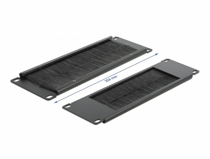 DeLOCK Cable Management Brush Strip - Kabelführungspanel mit Bürste - Schwarz - 2U - 25.4 cm (10")