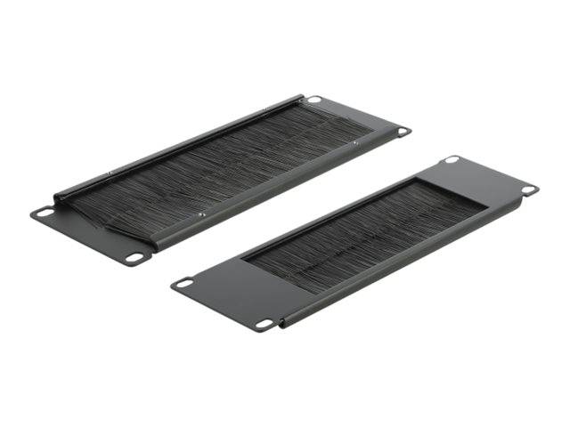 DeLOCK Cable Management Brush Strip - Kabelführungspanel mit Bürste - Schwarz - 2U - 25.4 cm (10")