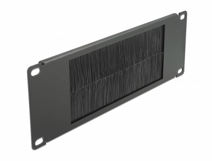 DeLOCK Cable Management Brush Strip - Kabelführungspanel mit Bürste - Schwarz - 2U - 25.4 cm (10")