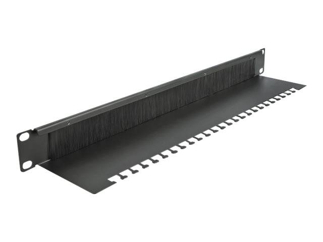 DeLOCK Cable Management Brush Strip with Cable Support Plate - Kabelführungspanel mit Bürste - Schwarz - 1U - 48.3 cm (19")