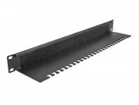 DeLOCK Cable Management Brush Strip with Cable Support Plate - Kabelführungspanel mit Bürste - Schwarz - 1U - 48.3 cm (19")