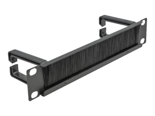 DeLOCK Cable Management Brush Strip with 2 hooks - Kabelführungspanel mit Bürste - Schwarz - 1U - 25.4 cm (10")