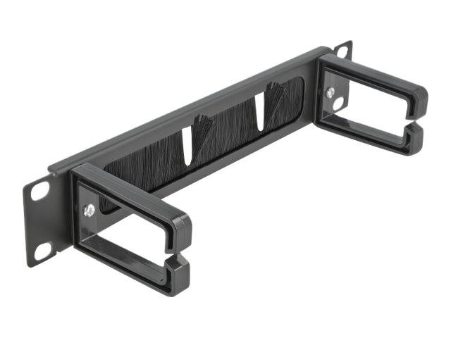 DeLOCK Cable Management Brush Strip with 2 hooks - Kabelführungspanel mit Bürste - Schwarz - 1U - 25.4 cm (10")