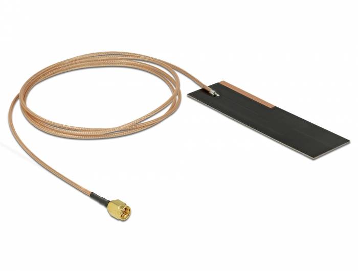 Delock LPWAN Antenna SMA plug 1 - 2 dBi RG-178 1 m PCB internal self adhesive