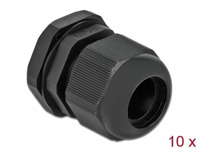 DeLOCK PG19 - Kabelverschraubung - Schwarz (Packung mit 10)