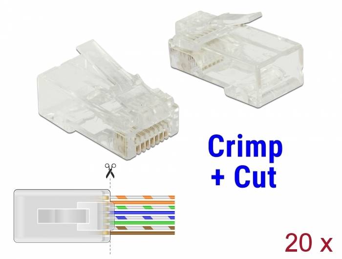 DeLOCK - Netzwerkanschluss - RJ-45 (M) - UTP - 5 - 6.5 mm - CAT 5e - durchsichtig (Packung mit 20)