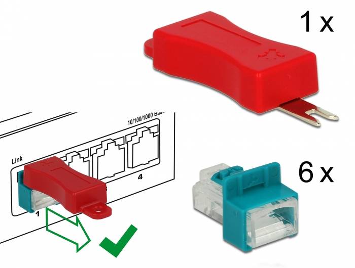 Delock - LAN-Kabel Sicherheitsschloss-Set (Packung mit 6)