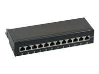 EFB Mini-Patchpanel STP 12xRJ45 Cat.6A,10" 1HE,schwarz