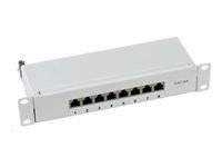 EFB Mini Patchpanel 8xRJ45 Cat.6A,1HE 10",Wandbef.,grau