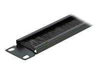 Delock Cable Management Brush Strip - Kabelmanagementblende mit Bürste - Schwarz - 1U - 48.3 cm (19")